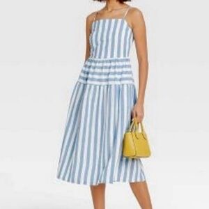 Universal Thread Blue and White Striped Midi Dress